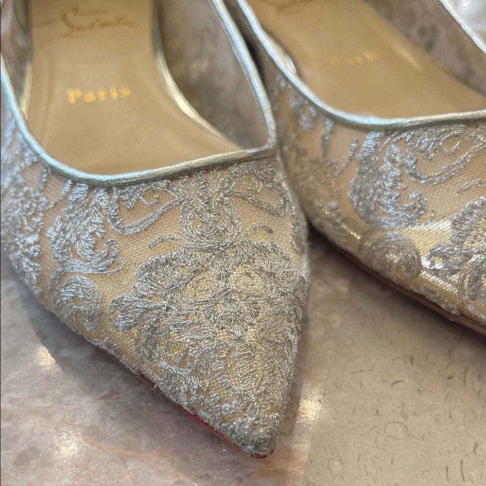Follies Lace Flats - Silver